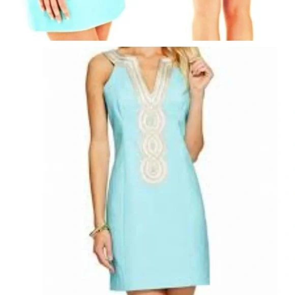 Lilly Pulitzer Aqua Sleeveless Dress. Valli shift dress, serene blue. - Picture 2 of 4